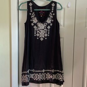 Johnny Was Embroidered Linen Shift Dress Small